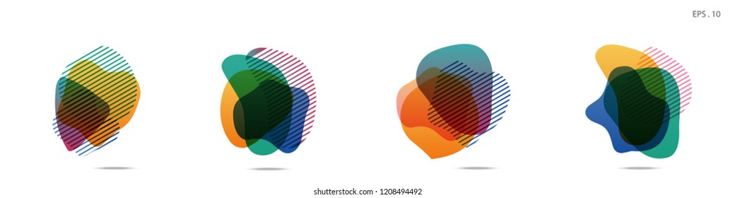 Set of abstract modern graphic elements. Dynamical colored forms and line. Gradient abstract banners with flowing liquid shapes. Template for the design of a logo, flyer or presentation. Vector.