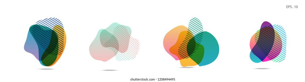 Set of abstract modern graphic elements. Dynamical colored forms and line. Gradient abstract banners with flowing liquid shapes. Template for the design of a logo, flyer or presentation. Vector.