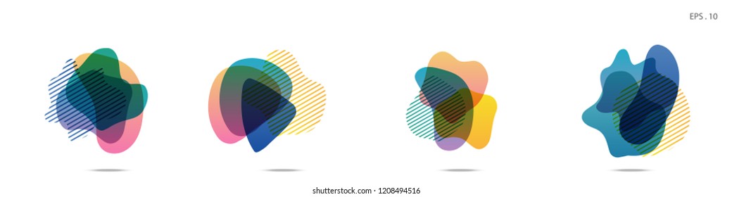 Set of abstract modern graphic elements. Dynamical colored forms and line. Gradient abstract banners with flowing liquid shapes. Template for the design of a logo, flyer or presentation. Vector.