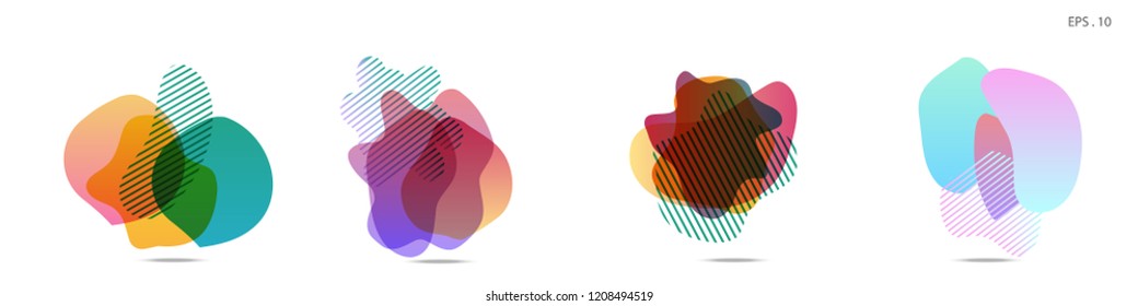 Set of abstract modern graphic elements. Dynamical colored forms and line. Gradient abstract banners with flowing liquid shapes. Template for the design of a logo, flyer or presentation. Vector.