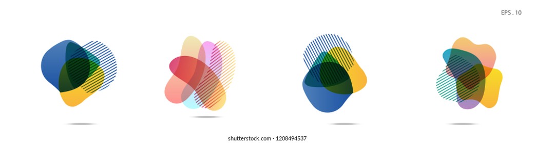 Set of abstract modern graphic elements. Dynamical colored forms and line. Gradient abstract banners with flowing liquid shapes. Template for the design of a logo, flyer or presentation. Vector.