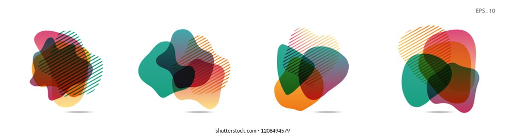 Set of abstract modern graphic elements. Dynamical colored forms and line. Gradient abstract banners with flowing liquid shapes. Template for the design of a logo, flyer or presentation. Vector.