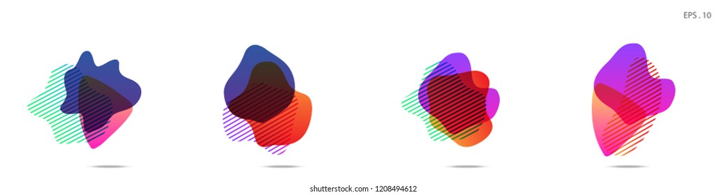 Set of abstract modern graphic elements. Dynamical colored forms and line. Gradient abstract banners with flowing liquid shapes. Template for the design of a logo, flyer or presentation. Vector.