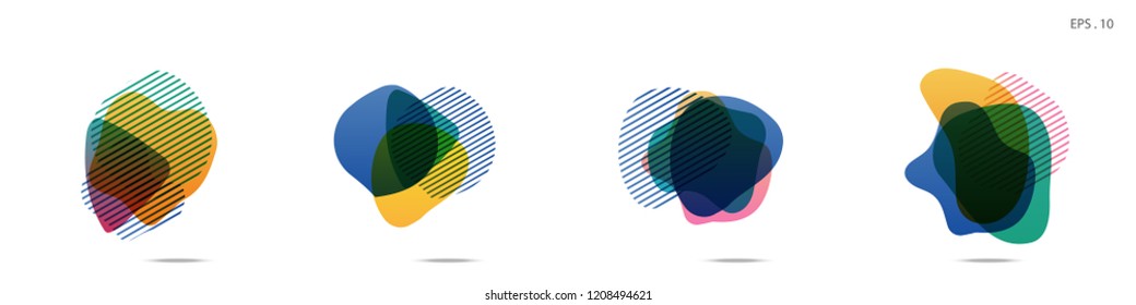 Set of abstract modern graphic elements. Dynamical colored forms and line. Gradient abstract banners with flowing liquid shapes. Template for the design of a logo, flyer or presentation. Vector.