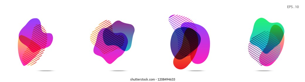 Set of abstract modern graphic elements. Dynamical colored forms and line. Gradient abstract banners with flowing liquid shapes. Template for the design of a logo, flyer or presentation. Vector.