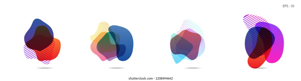 Set of abstract modern graphic elements. Dynamical colored forms and line. Gradient abstract banners with flowing liquid shapes. Template for the design of a logo, flyer or presentation. Vector.