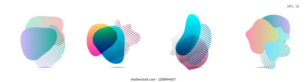 Set of abstract modern graphic elements. Dynamical colored forms and line. Gradient abstract banners with flowing liquid shapes. Template for the design of a logo, flyer or presentation. Vector. Set of abstract modern graphic elements. Dynamical colored forms and line. Gradient abstract banners with flowing liquid shapes. Template for the design of a logo, flyer or presentation. Vector.
