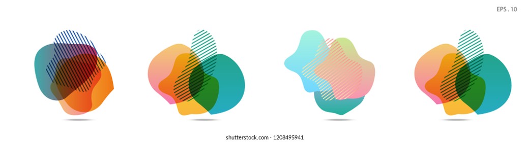 Set of abstract modern graphic elements. Dynamical colored forms and line. Gradient abstract banners with flowing liquid shapes. Template for the design of a logo, flyer or presentation. Vector.