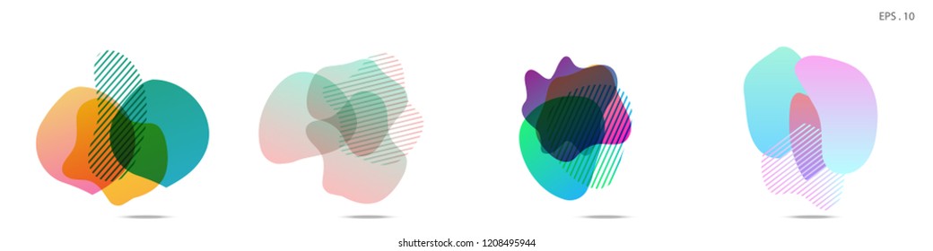 Set of abstract modern graphic elements. Dynamical colored forms and line. Gradient abstract banners with flowing liquid shapes. Template for the design of a logo, flyer or presentation. Vector.