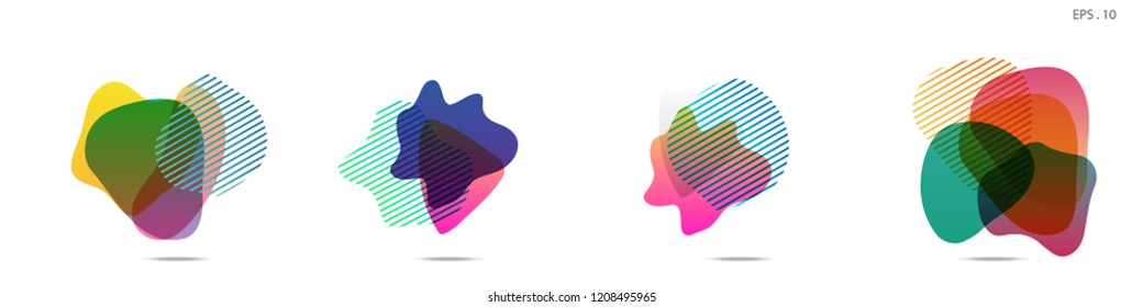 Set of abstract modern graphic elements. Dynamical colored forms and line. Gradient abstract banners with flowing liquid shapes. Template for the design of a logo, flyer or presentation. Vector.