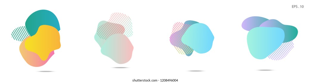 Set of abstract modern graphic elements. Dynamical colored forms and line. Gradient abstract banners with flowing liquid shapes. Template for the design of a logo, flyer or presentation. Vector.