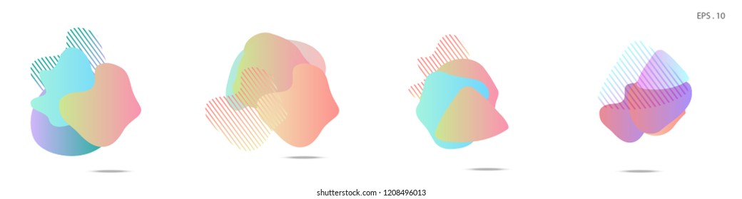 Set of abstract modern graphic elements. Dynamical colored forms and line. Gradient abstract banners with flowing liquid shapes. Template for the design of a logo, flyer or presentation. Vector.