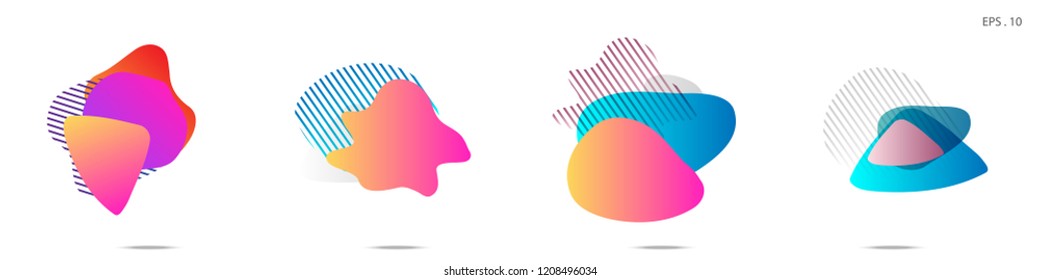 Set of abstract modern graphic elements. Dynamical colored forms and line. Gradient abstract banners with flowing liquid shapes. Template for the design of a logo, flyer or presentation. Vector.