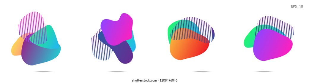 Set of abstract modern graphic elements. Dynamical colored forms and line. Gradient abstract banners with flowing liquid shapes. Template for the design of a logo, flyer or presentation. Vector.