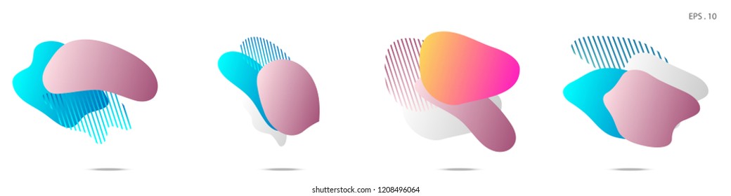 Set of abstract modern graphic elements. Dynamical colored forms and line. Gradient abstract banners with flowing liquid shapes. Template for the design of a logo, flyer or presentation. Vector.