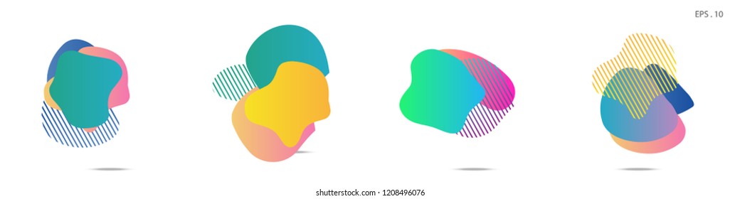 Set of abstract modern graphic elements. Dynamical colored forms and line. Gradient abstract banners with flowing liquid shapes. Template for the design of a logo, flyer or presentation. Vector.