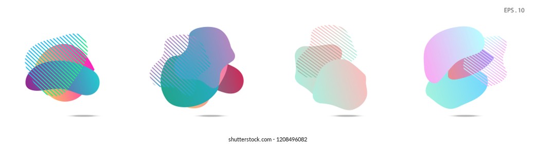 Set of abstract modern graphic elements. Dynamical colored forms and line. Gradient abstract banners with flowing liquid shapes. Template for the design of a logo, flyer or presentation. Vector.