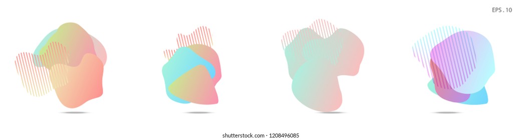 Set of abstract modern graphic elements. Dynamical colored forms and line. Gradient abstract banners with flowing liquid shapes. Template for the design of a logo, flyer or presentation. Vector.