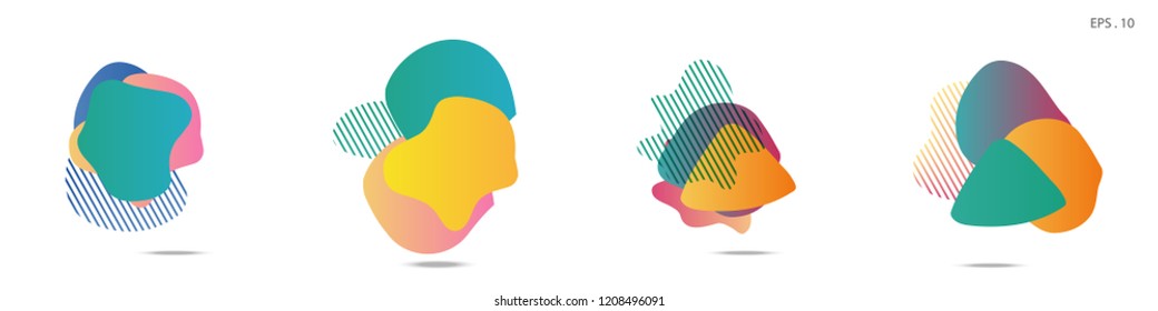 Set of abstract modern graphic elements. Dynamical colored forms and line. Gradient abstract banners with flowing liquid shapes. Template for the design of a logo, flyer or presentation. Vector.