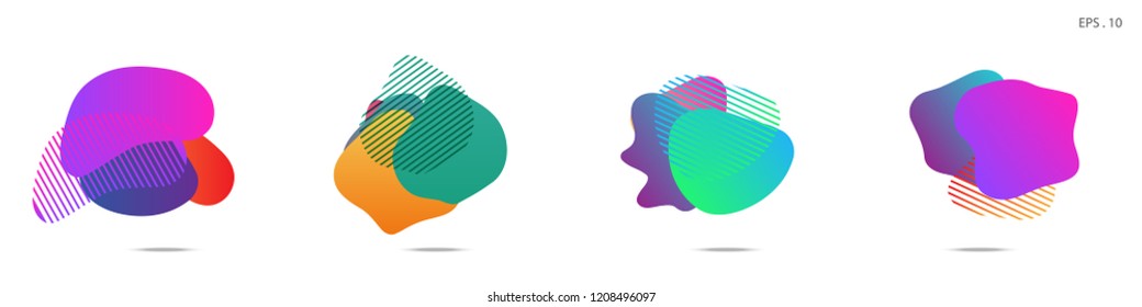 Set of abstract modern graphic elements. Dynamical colored forms and line. Gradient abstract banners with flowing liquid shapes. Template for the design of a logo, flyer or presentation. Vector.