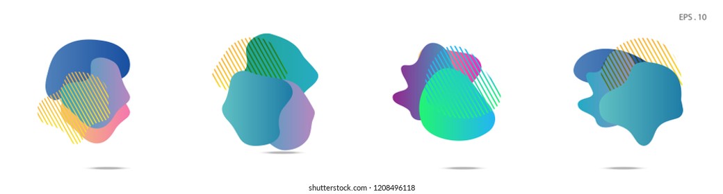 Set of abstract modern graphic elements. Dynamical colored forms and line. Gradient abstract banners with flowing liquid shapes. Template for the design of a logo, flyer or presentation. Vector.