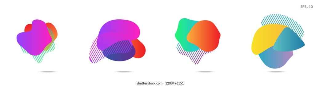 Set of abstract modern graphic elements. Dynamical colored forms and line. Gradient abstract banners with flowing liquid shapes. Template for the design of a logo, flyer or presentation. Vector.