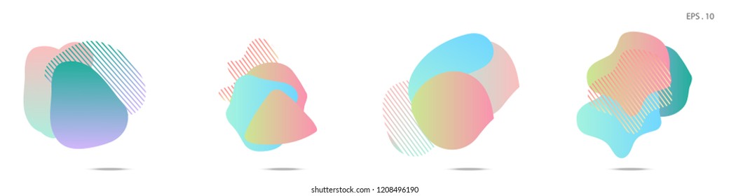 Set of abstract modern graphic elements. Dynamical colored forms and line. Gradient abstract banners with flowing liquid shapes. Template for the design of a logo, flyer or presentation. Vector.