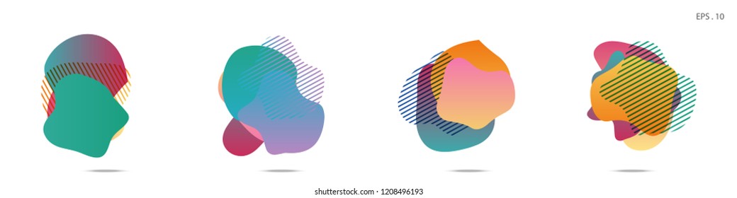 Set of abstract modern graphic elements. Dynamical colored forms and line. Gradient abstract banners with flowing liquid shapes. Template for the design of a logo, flyer or presentation. Vector.
