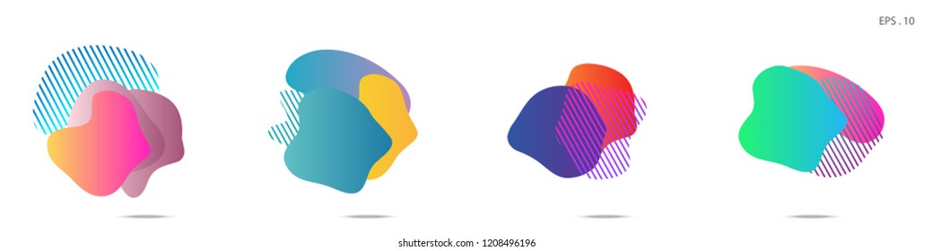 Set of abstract modern graphic elements. Dynamical colored forms and line. Gradient abstract banners with flowing liquid shapes. Template for the design of a logo, flyer or presentation. Vector.