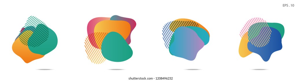 Set of abstract modern graphic elements. Dynamical colored forms and line. Gradient abstract banners with flowing liquid shapes. Template for the design of a logo, flyer or presentation. Vector.