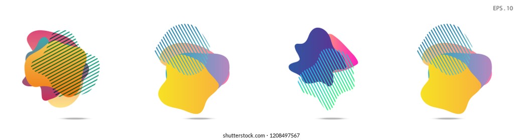 Set of abstract modern graphic elements. Dynamical colored forms and line. Gradient abstract banners with flowing liquid shapes. Template for the design of a logo, flyer or presentation. Vector.