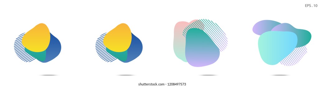 Set of abstract modern graphic elements. Dynamical colored forms and line. Gradient abstract banners with flowing liquid shapes. Template for the design of a logo, flyer or presentation. Vector.