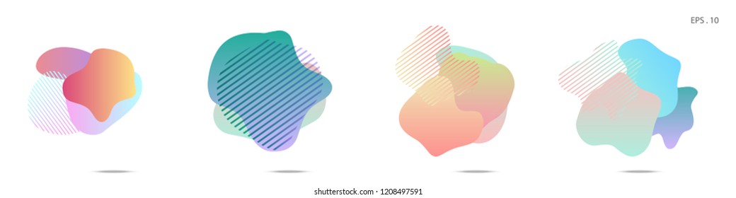 Set of abstract modern graphic elements. Dynamical colored forms and line. Gradient abstract banners with flowing liquid shapes. Template for the design of a logo, flyer or presentation. Vector.