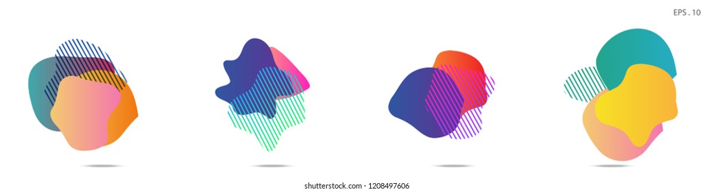 Set of abstract modern graphic elements. Dynamical colored forms and line. Gradient abstract banners with flowing liquid shapes. Template for the design of a logo, flyer or presentation. Vector.