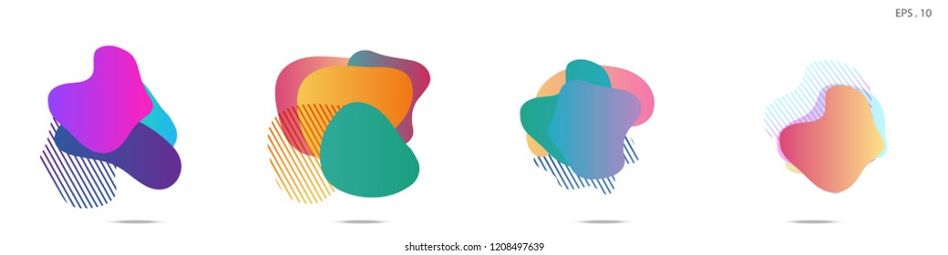 Set of abstract modern graphic elements. Dynamical colored forms and line. Gradient abstract banners with flowing liquid shapes. Template for the design of a logo, flyer or presentation. Vector.