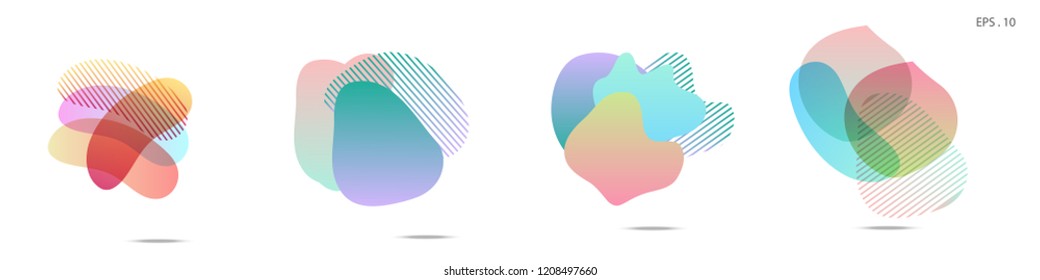 Set of abstract modern graphic elements. Dynamical colored forms and line. Gradient abstract banners with flowing liquid shapes. Template for the design of a logo, flyer or presentation. Vector.