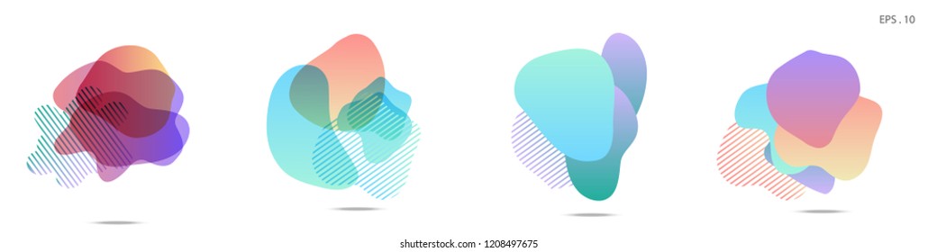 Set of abstract modern graphic elements. Dynamical colored forms and line. Gradient abstract banners with flowing liquid shapes. Template for the design of a logo, flyer or presentation. Vector.