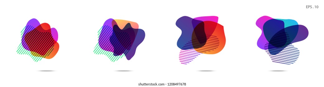 Set of abstract modern graphic elements. Dynamical colored forms and line. Gradient abstract banners with flowing liquid shapes. Template for the design of a logo, flyer or presentation. Vector.