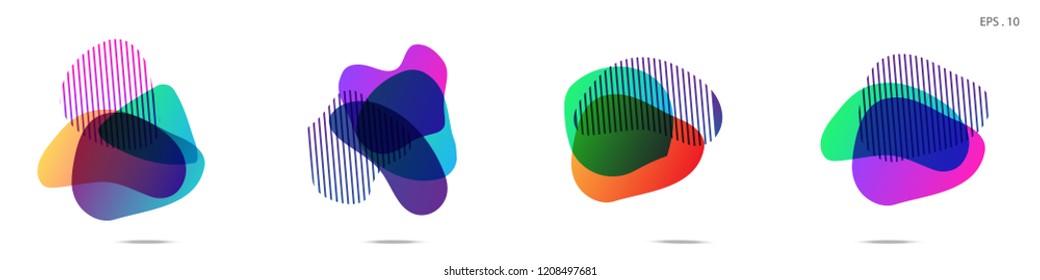 Set of abstract modern graphic elements. Dynamical colored forms and line. Gradient abstract banners with flowing liquid shapes. Template for the design of a logo, flyer or presentation. Vector.