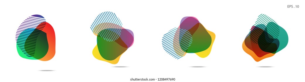 Set of abstract modern graphic elements. Dynamical colored forms and line. Gradient abstract banners with flowing liquid shapes. Template for the design of a logo, flyer or presentation. Vector.