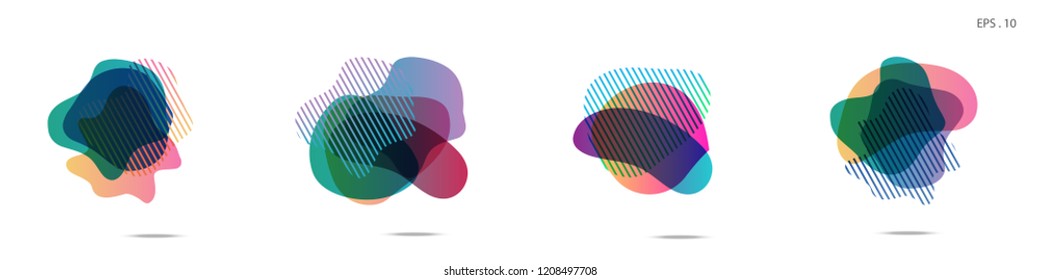 Set of abstract modern graphic elements. Dynamical colored forms and line. Gradient abstract banners with flowing liquid shapes. Template for the design of a logo, flyer or presentation. Vector.