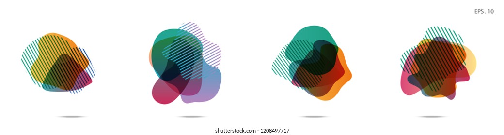 Set of abstract modern graphic elements. Dynamical colored forms and line. Gradient abstract banners with flowing liquid shapes. Template for the design of a logo, flyer or presentation. Vector.