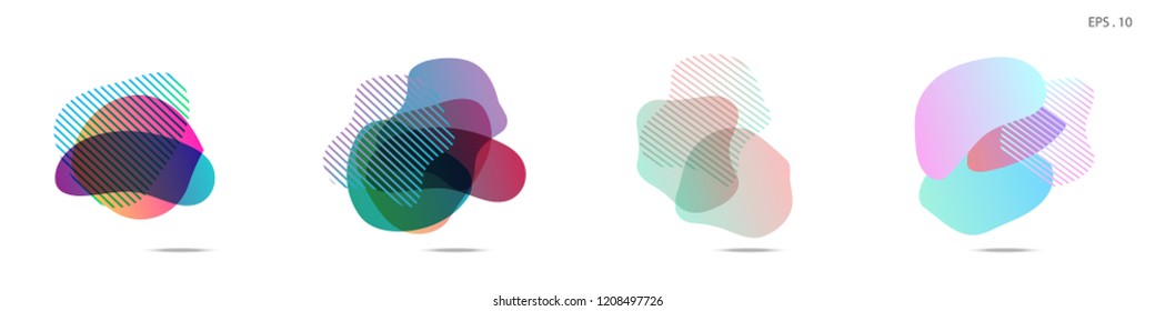 Set of abstract modern graphic elements. Dynamical colored forms and line. Gradient abstract banners with flowing liquid shapes. Template for the design of a logo, flyer or presentation. Vector.