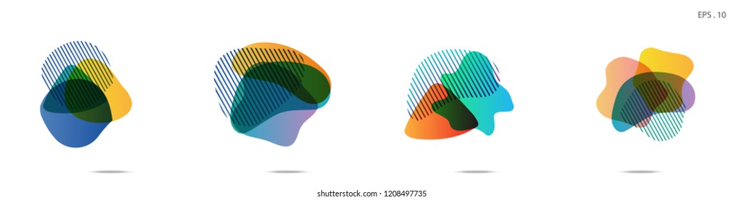 Set of abstract modern graphic elements. Dynamical colored forms and line. Gradient abstract banners with flowing liquid shapes. Template for the design of a logo, flyer or presentation. Vector.