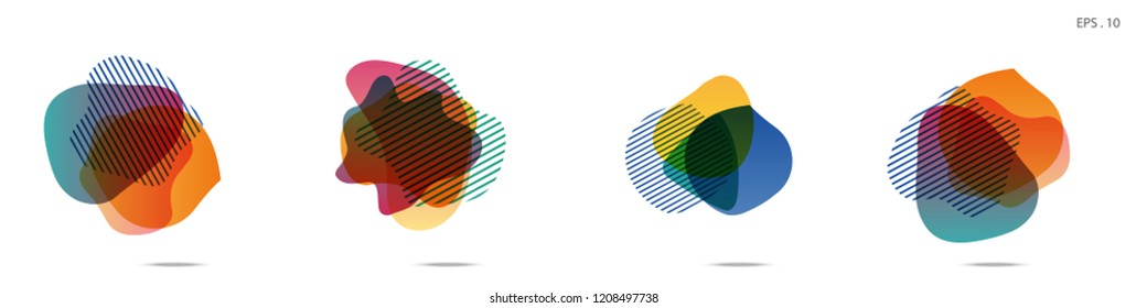 Set of abstract modern graphic elements. Dynamical colored forms and line. Gradient abstract banners with flowing liquid shapes. Template for the design of a logo, flyer or presentation. Vector.
