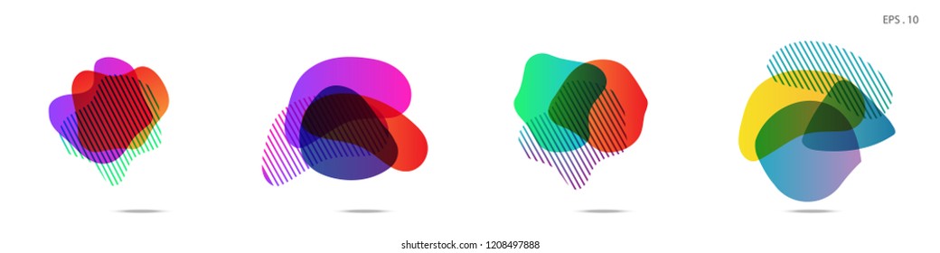 Set of abstract modern graphic elements. Dynamical colored forms and line. Gradient abstract banners with flowing liquid shapes. Template for the design of a logo, flyer or presentation. Vector.