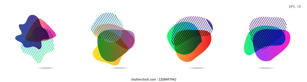 Set of abstract modern graphic elements. Dynamical colored forms and line. Gradient abstract banners with flowing liquid shapes. Template for the design of a logo, flyer or presentation. Vector.