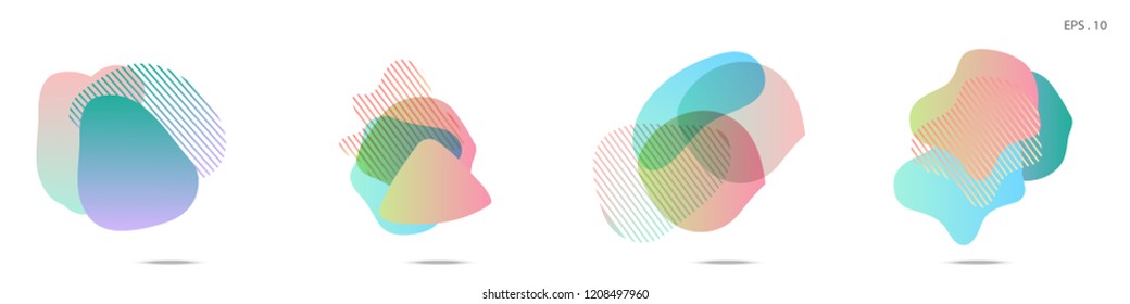 Set of abstract modern graphic elements. Dynamical colored forms and line. Gradient abstract banners with flowing liquid shapes. Template for the design of a logo, flyer or presentation. Vector.