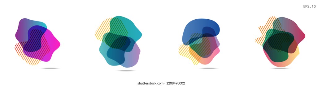 Set of abstract modern graphic elements. Dynamical colored forms and line. Gradient abstract banners with flowing liquid shapes. Template for the design of a logo, flyer or presentation. Vector.