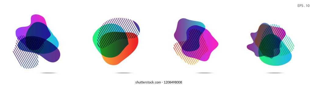 Set of abstract modern graphic elements. Dynamical colored forms and line. Gradient abstract banners with flowing liquid shapes. Template for the design of a logo, flyer or presentation. Vector.
